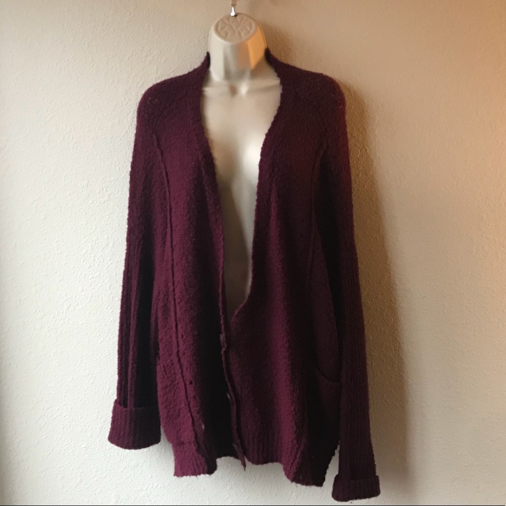 Free People Fall Friend Cardigan Maroon - Picture 1 of 3